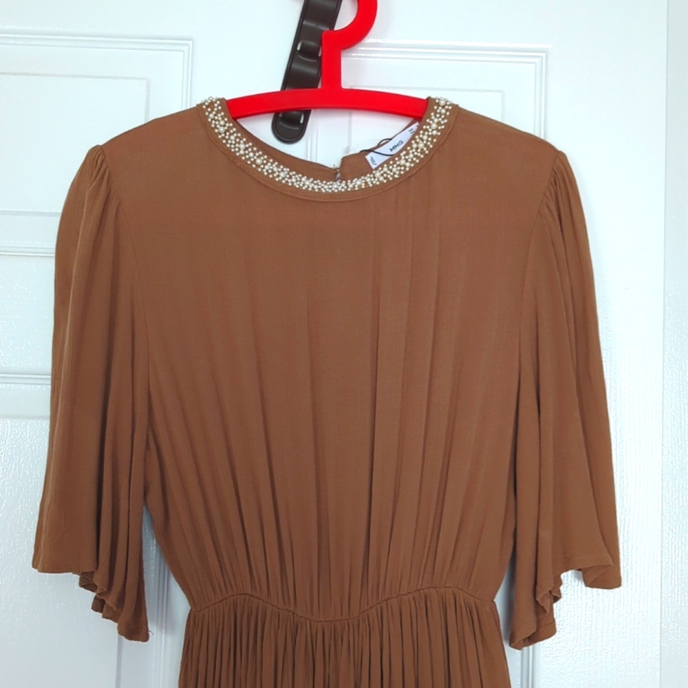 Mango Pearl Neck Maxi Dress Size S